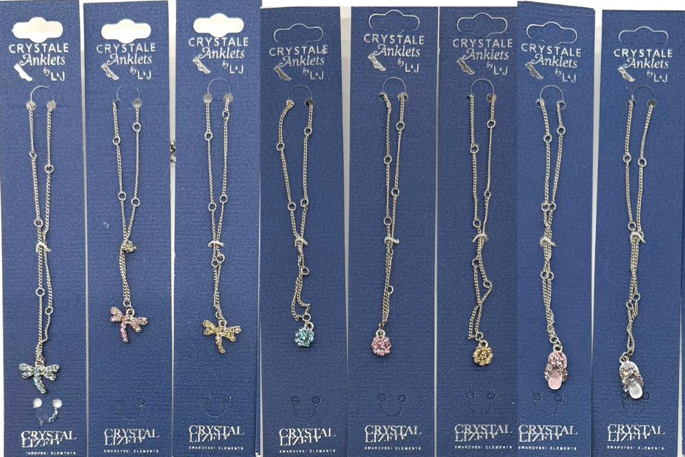 24 Anklet Bracelets made with Swarovski Elements -3 styles -12 Assorted colors