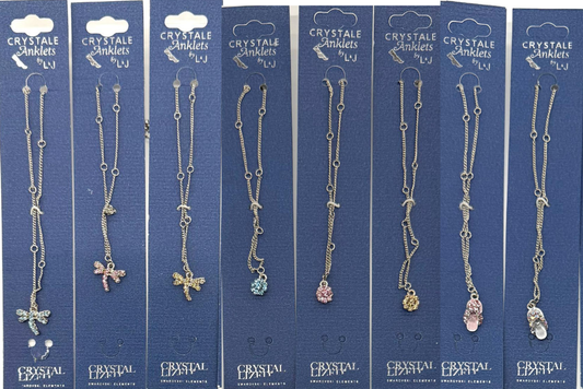 24 Anklet Bracelets made with Swarovski Elements -3 styles -12 Assorted colors