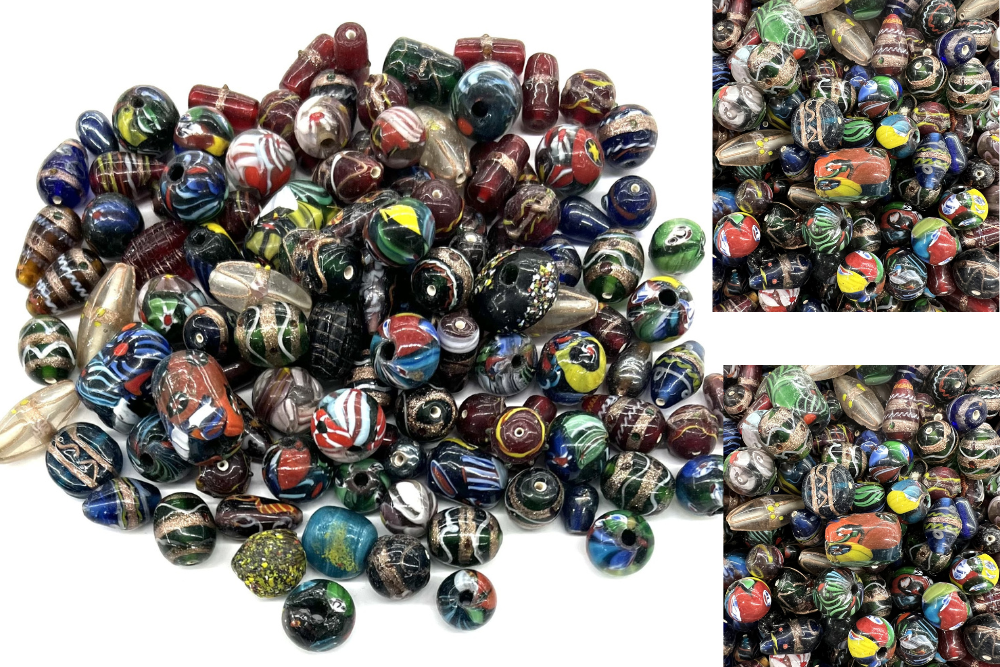 5 LBS Vintage India Glass Beads Assorted Shapes + Colors