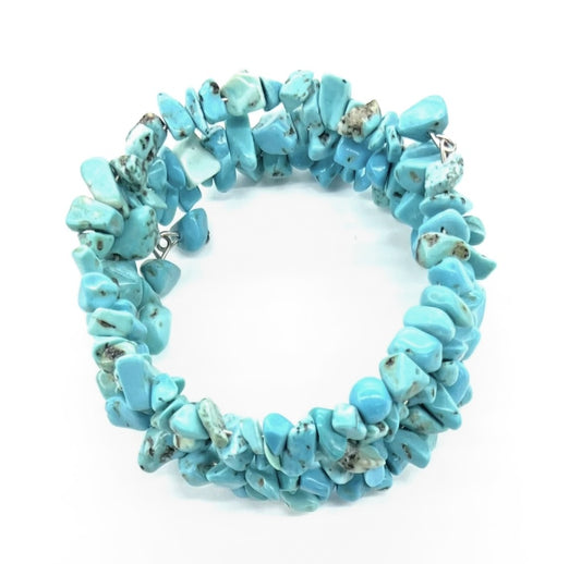 Gemstone Wire Wrap Gemstone Turquoise Dyed Howlite Bracelet