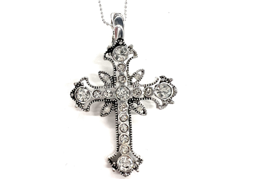 Cross Necklaces w/Crystal Stones by Premier Jewelry - Sterling Silver Overlay