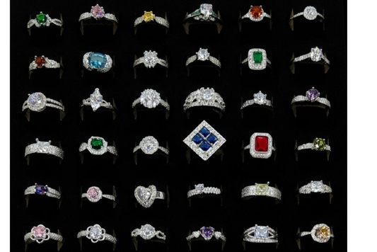 25 pcs Women's Cubic Zirconia Rings- Sterling Silver overlay