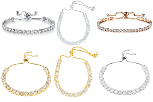 12 Assorted Tennis Slider Bracelets made with Swarovski Elements- Simply Gorgeous!