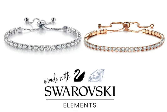 12 Tennis Slider Bracelets Sterling Silver + Gold overlay made with Swarovski Elements