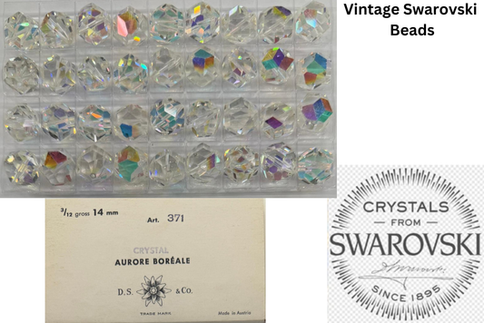 72 Pieces Vintage Swarovski Crystal Aurore Boreale Beads 14 mm - Art 371