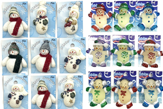 24 Snowman Christmas Brooches