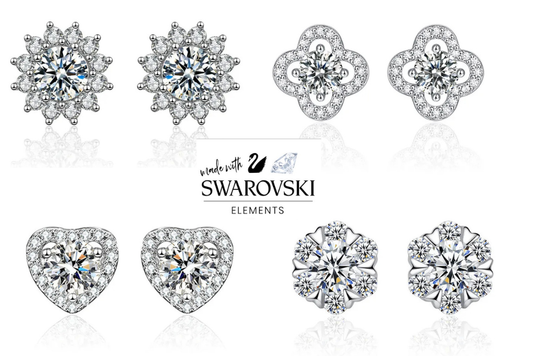 12 Pair Assorted Earrings made with Swarovski Elements - Latest Styles!